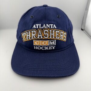 CCM Atlanta Thrashers Hat Unisex OSFA Navy Blue Vintage NHL Hockey Strapback Cap